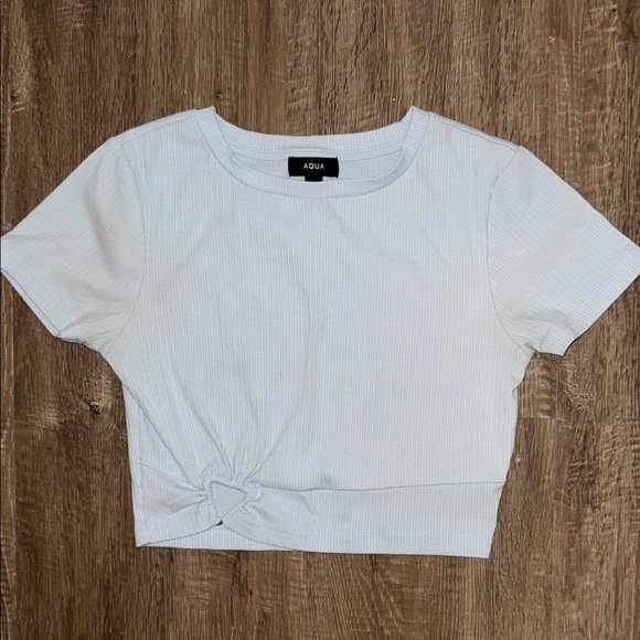 Aqua Tops - Aqua Women's Cream Knotted Crop Top